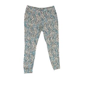 Women's Zebra Print Joggers - Blue‎ and White